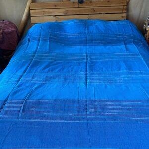 couvre lit coton tissé turquoise 1