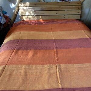 couvre lit coton tisse orange larges bandes 2