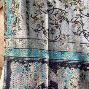 echarpe kantha 100% orange et turquoise 8