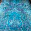 couverture tissée laine turquoise 1