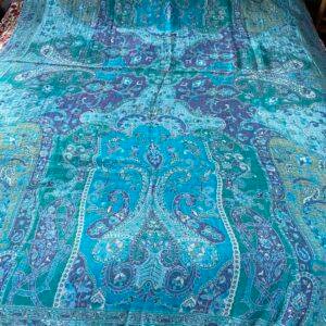couverture tissée laine turquoise 1