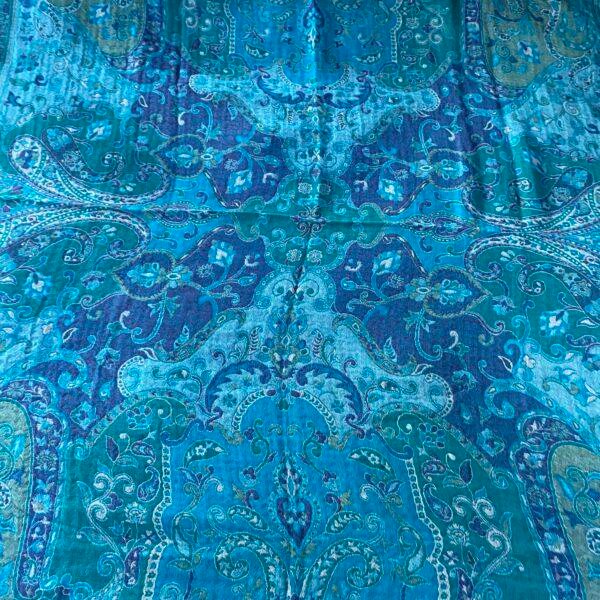 couverture tissée laine turquoise 2