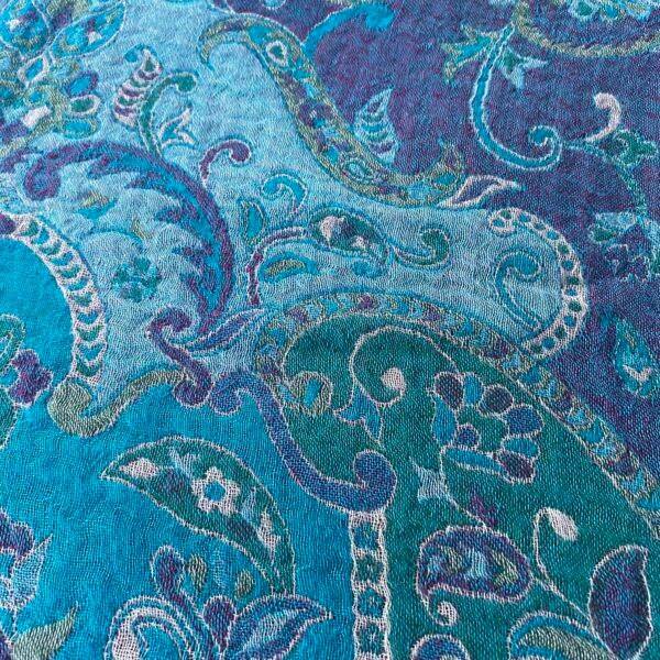 couverture tissée laine turquoise 3