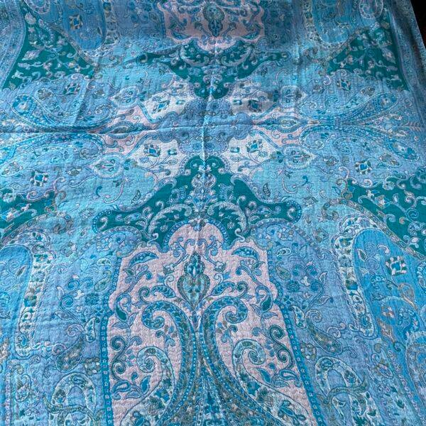 couverture tissée laine turquoise 4
