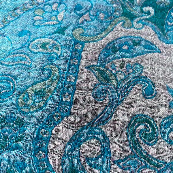 couverture tissée laine turquoise 6