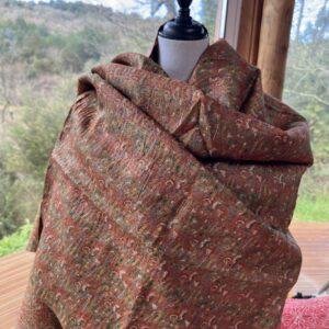 chale kantha beige et orange vert 1