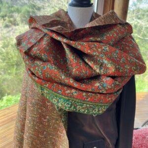 chale kantha beige et orange vert 4
