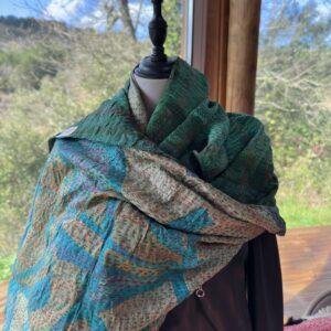 chale kantha beige turquoise et vert 3