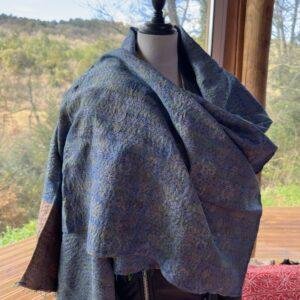 chale kantha bleu lavande et vert anis 1