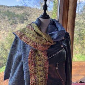 chale kantha bleu lavande et vert anis 4