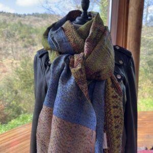 chale kantha bleu lavande et vert anis 6