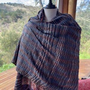 chale kantha bordeaux et noir rayé blanc 2