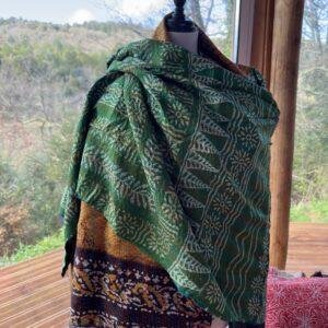 chale kantha jaune vert et bleu vert 1