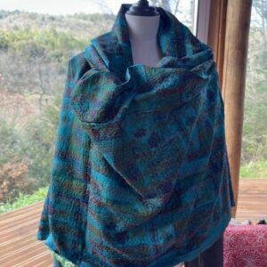 chale kantha jaune vert et bleu vert 2