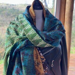 chale kantha jaune vert et bleu vert 3