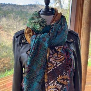 chale kantha jaune vert et bleu vert 5