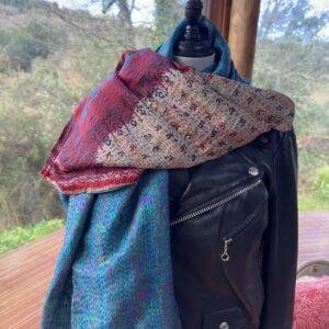 chale kantha turquoise et beige rouge 4