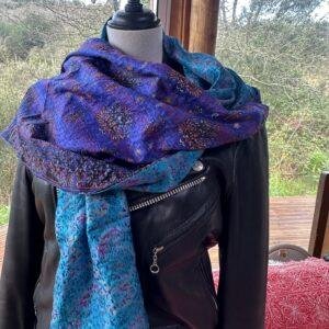 echarpe kantha turquoise et indigo 4
