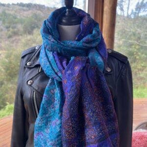 echarpe kantha turquoise et indigo 8