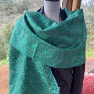 echarpe kantha vert et turquoise 1