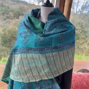 echarpe kantha vert et turquoise 2