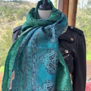 echarpe kantha vert et turquoise 6